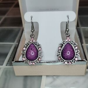 Elegant Purple and Pink Teardrop Earrings